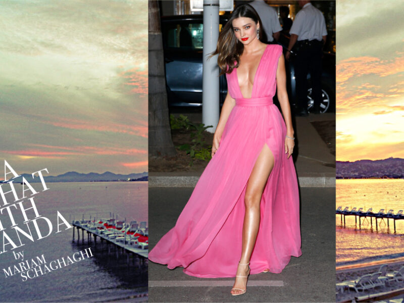 Miranda Kerr wears Pink & Black in Cannes
