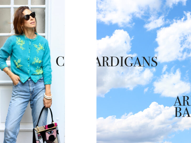 Cardigans are back, for example bejewelled by Prada
