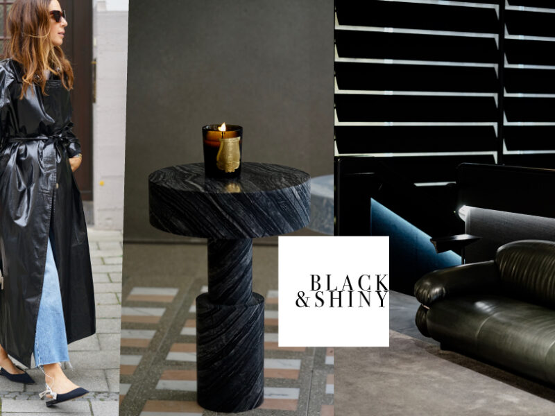 A patent leather coat in black is needed in your wardrobe