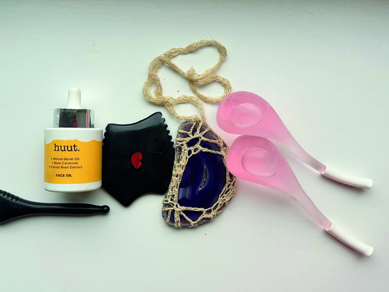 Clean Beauty with stones, ice and brushes