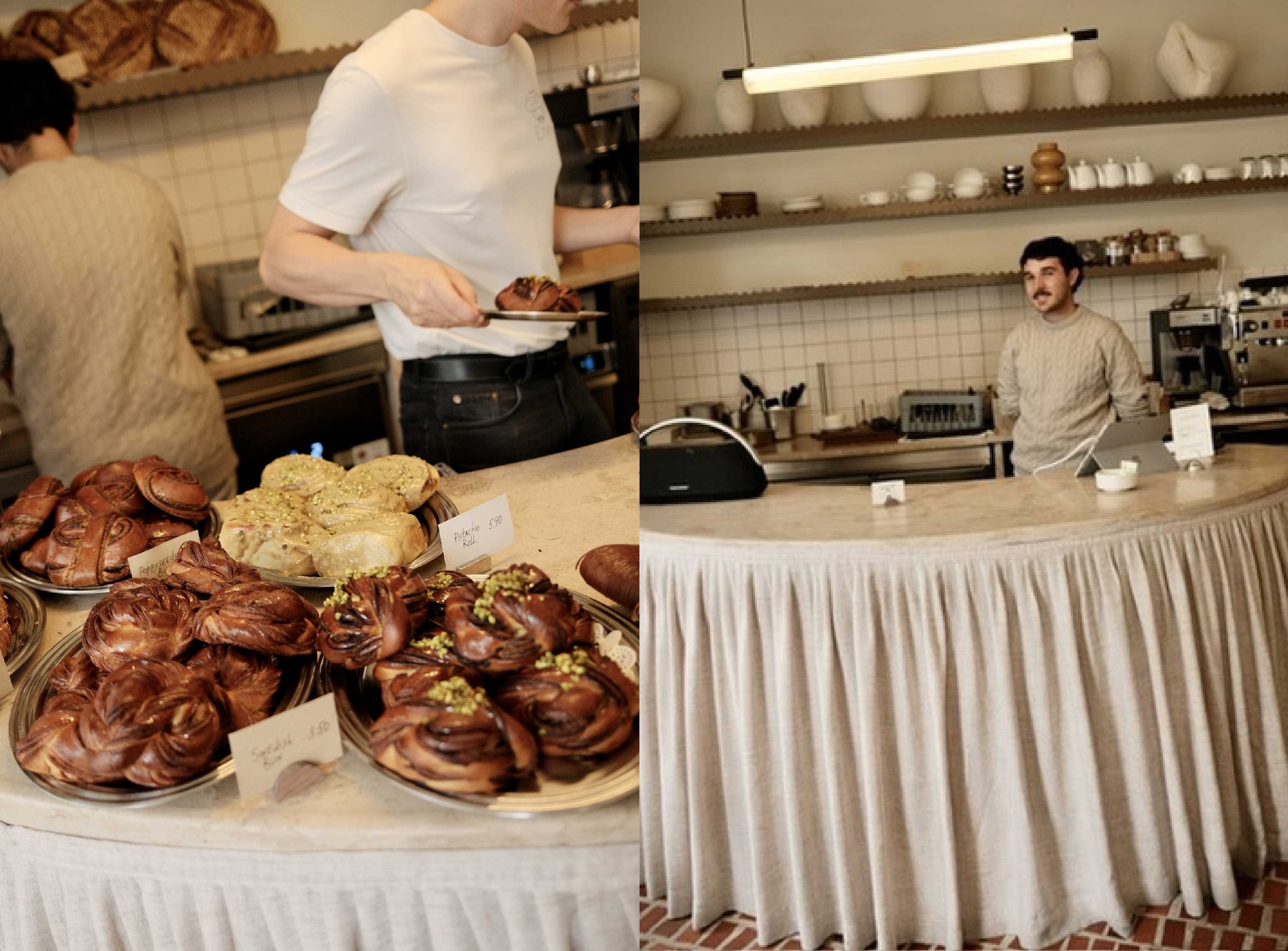 Behind the counter at Etma Bakery