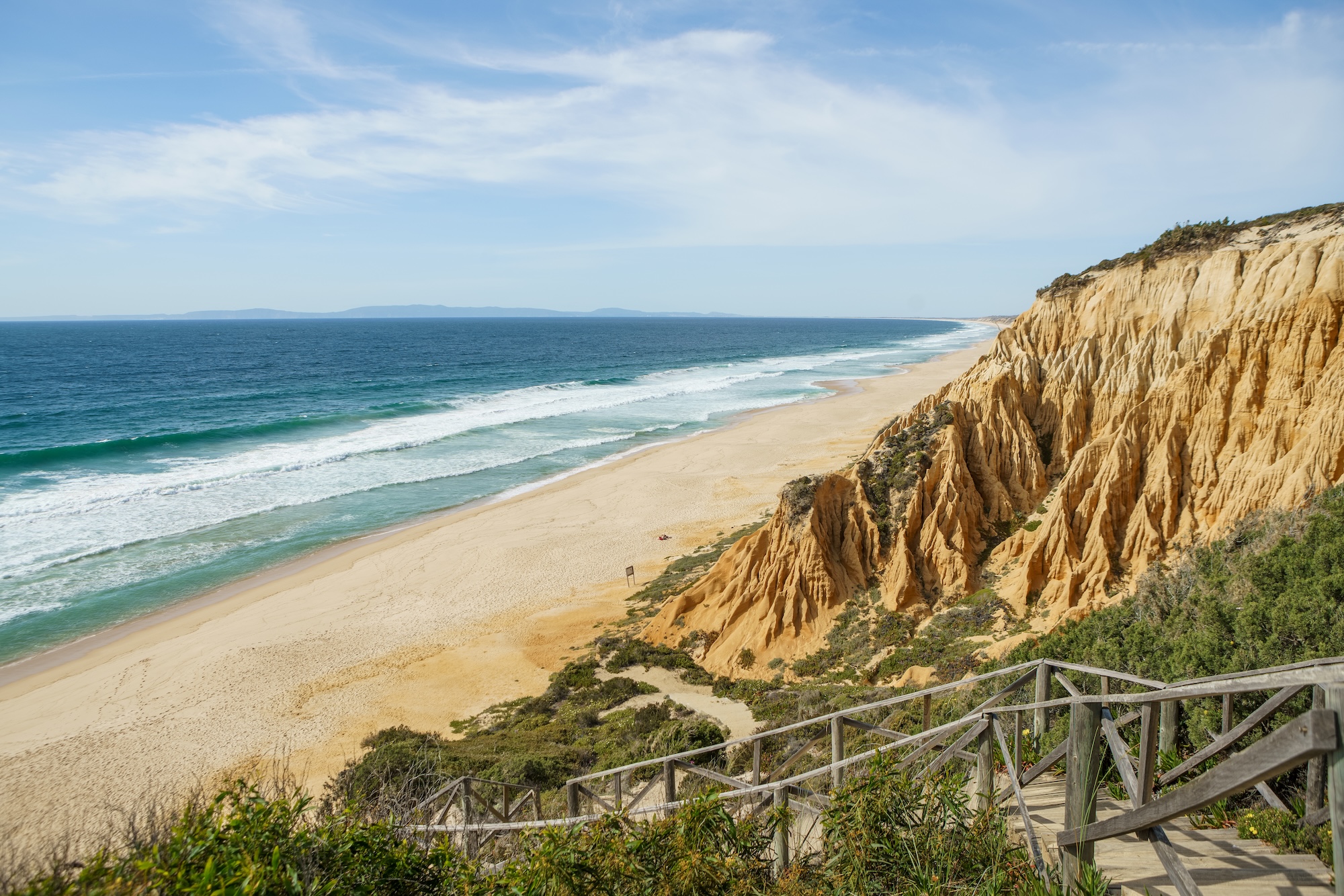 Sandstone cliffs above the beach near Melides, Portugal
