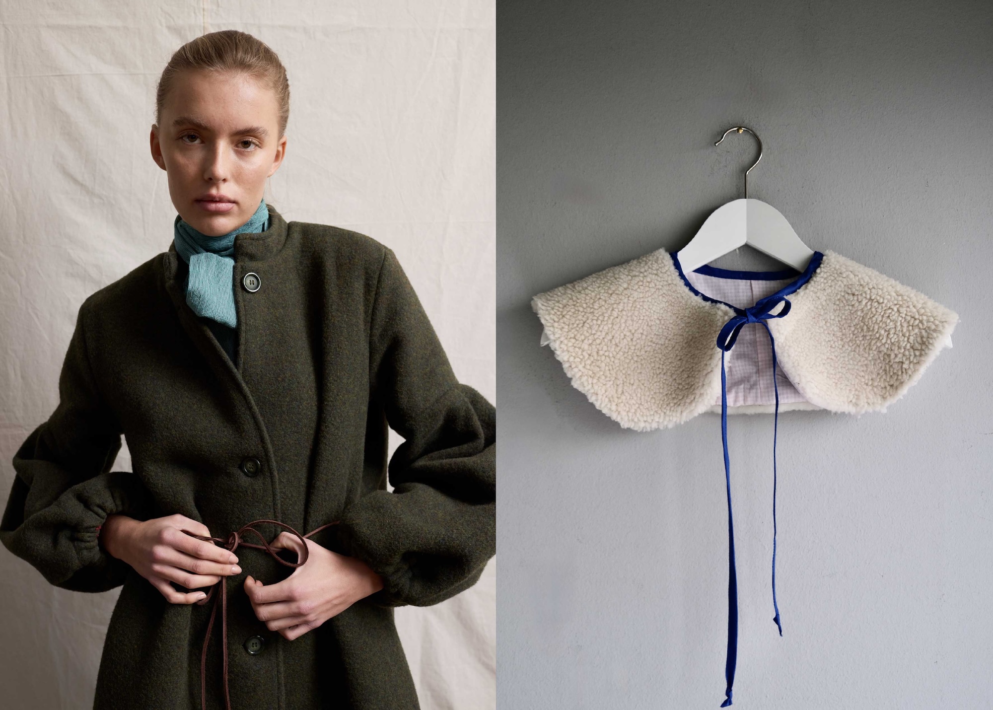 Loden Coat Harriett and Shearling Collar, Jasmin Khezri Collection Fall/Winter 2026