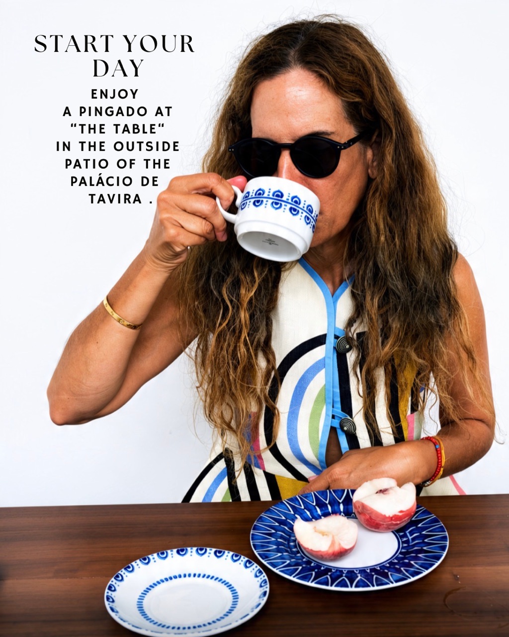 Woman drinking a pingado coffee